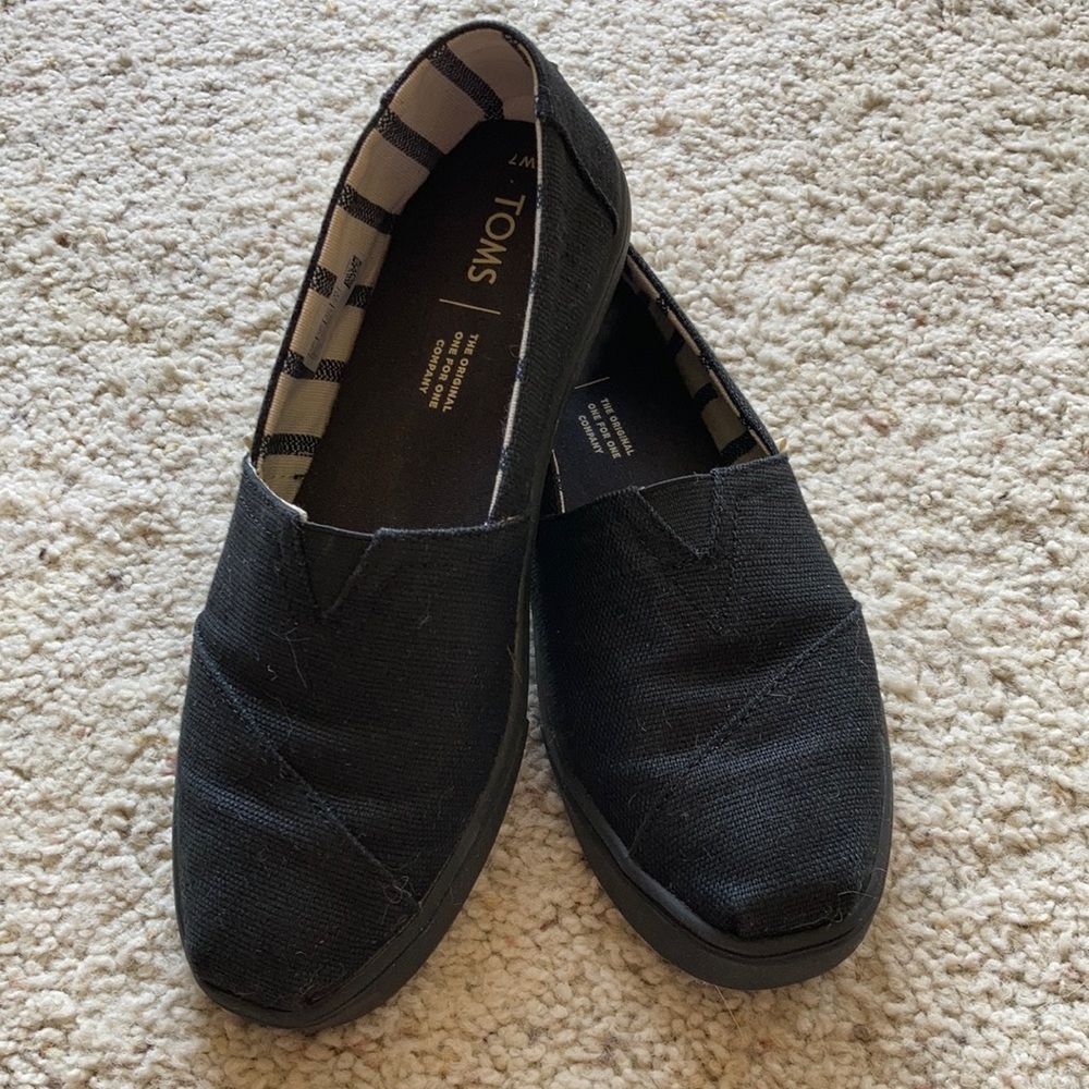 Toms Black on Black shoes, Women’s size 7.
